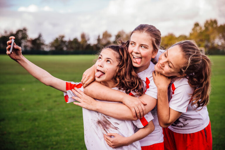 Foster children taking a selfie